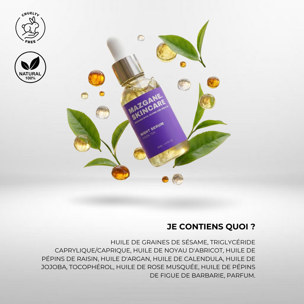 Sérum de Nuit Thé Vert – Réparation Intense & Cocon Apaisant